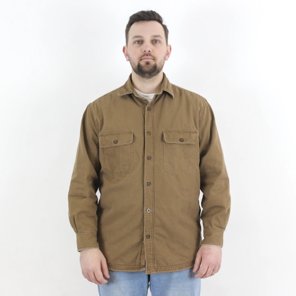 Men's Woolrich Fleece Lined Canvas Shirt Button Down Shirt Jacket, Medium - Picture 2 of 8